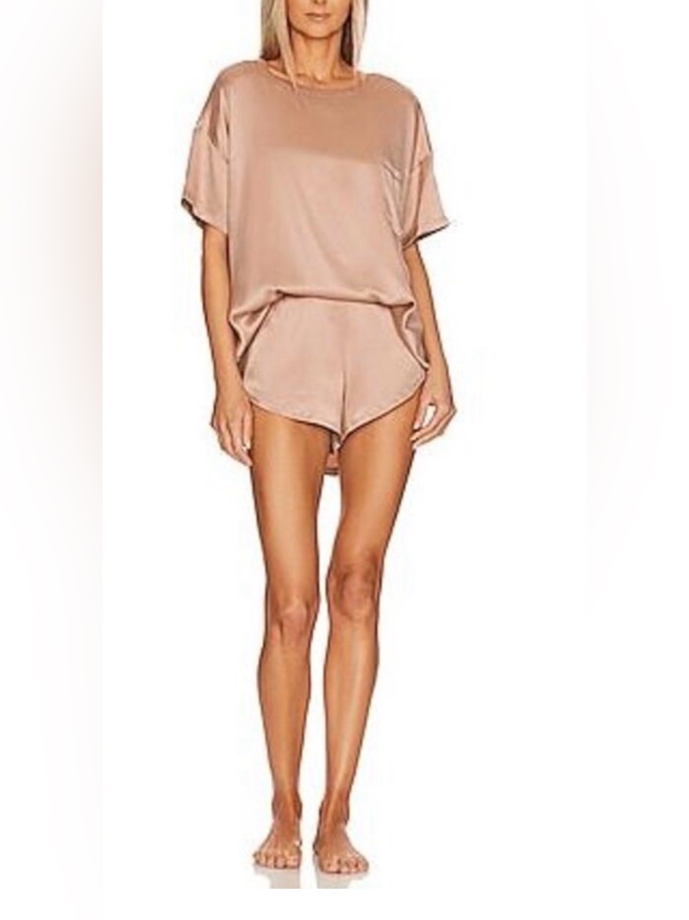 Lunya Short Sleeve Top & Shorts Lounge Set. Size M